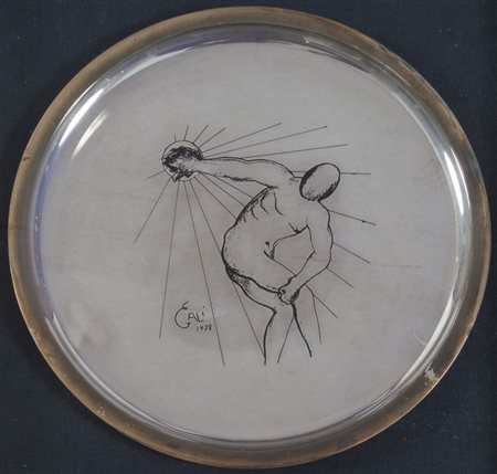 SALVADOR DALÍ (Figueres 1904 - 1989) "Discobolo", 1978. Serigrafia su piatto...