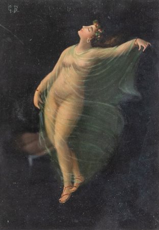 GEORGE BARBIER (Nantes 1889 - Parigi 1932) "Danzatrice". Olio su carta. Cm...