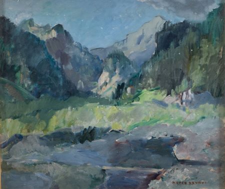 MARCO NOVATI (Venezia, 1895 – 1975) "Paesaggio". Olio su tavola. Cm 60x70....