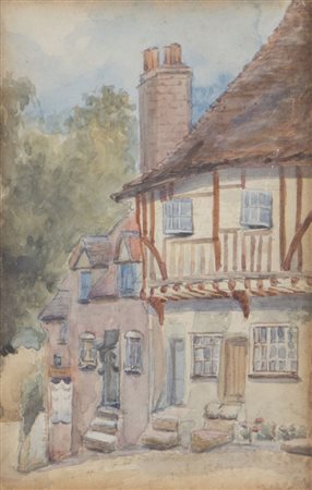 Pittore inglese di inizio XX secolo. "Veduta". Acquerello su carta. Cm 21x13,5.