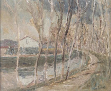 GIUSEPPE MANFREDI (Seravezza 1934 - Montecatini Terme 1987) "Paesaggio". Olio...