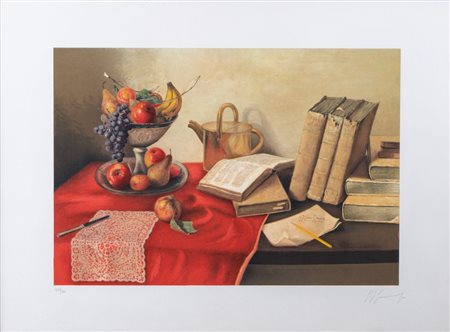 GIOVAN FRANCESCO GONZAGA (Milano 1921 - 2007) "Natura morta". Litografia a...