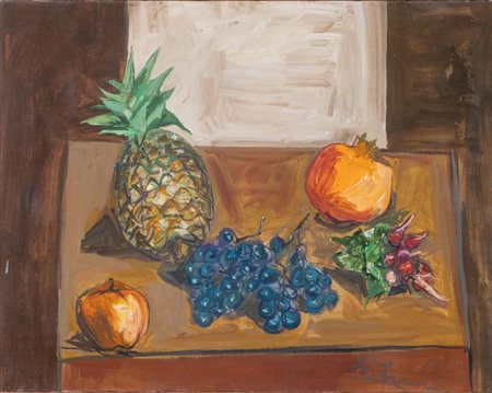 ACHILLE FUNI (Ferrara 1890 - Appiano Gentile 1972) "Natura morta con uva",...