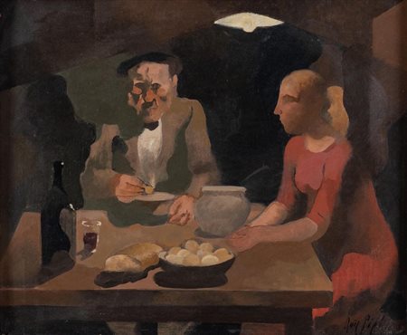 MARIO RUIZ PIPO (Granada 1934 - Parigi 1997) "Convivio", 1968. Olio su tela....