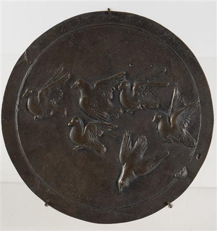 GIACOMO MANZU’ (Bergamo 1908 – Ardea 1991) "L'envol des colombes, Tondo ou...