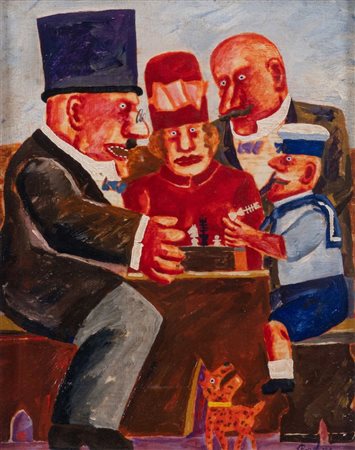 FRANZ BORGHESE (Roma 1941 - 2005) "Figure". Olio su tela. Cm 50x40. Opera...