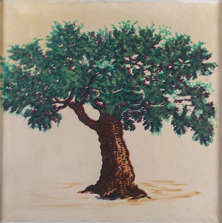 MARIO SCHIFANO (Homs 1934 - Roma 1998) "Albero", anni '70. Monotipo su tela...
