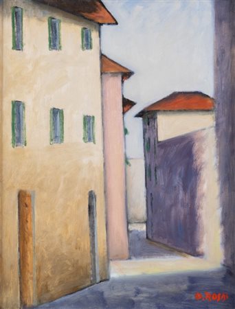 OTTONE ROSAI (Firenze 1895 - Ivrea 1957) "Case di Borgo Stella", 1952. Olio...