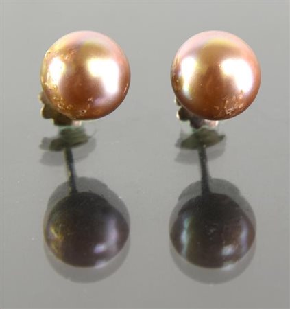 COPPIA DI ORECCHINI CON PERLE ROSATE orecchini a vite con perle imitazione...