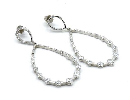 ORECCHINI PENDENTI A GOCCIA in argento 925, decorati con piccoli zirconi in...