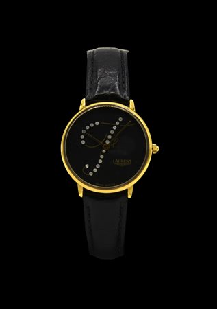 LAURENS CASSA: tonda con lunetta color oro QUADRANTE: nero con decorazione...