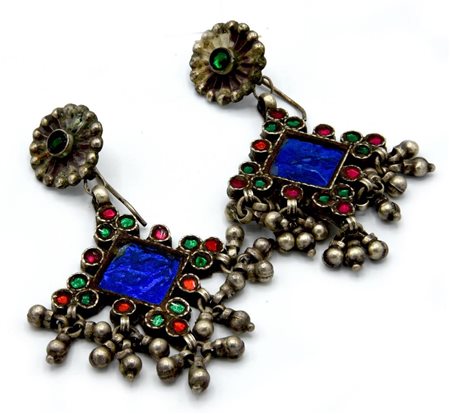 COPPIA PENDENTI IN ARGENTONE E SMALTI lunghezza cm 7