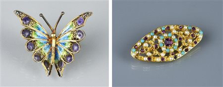 LOTTO COMPOSTO DA 2 SPILLE di bigiotteria, una in argento