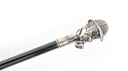 Bastone da passeggio "Sherlock Holmes" con impugnatura in argento 925 a...