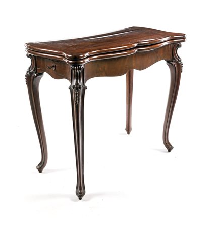 Tavolino da gioco in mogano, Inghilterra, XIX secolo con piano a libretto dal...