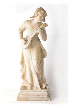 Telemaco Cipriani (XIX - XX secolo), Suonatrice di mandolino Scultura in...