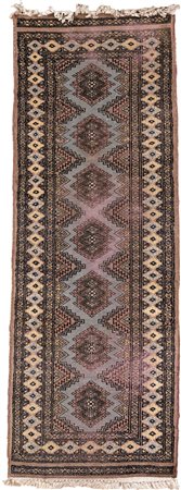 Corsia Pakistan a disegno Bukara nei toni del celeste e del bruno...