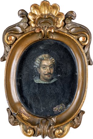 Pittore del XVII secolo Ritratto di uomo Olio su rame, ovale h. cm 14 - in...