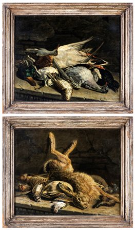 Baldassarre De Caro (attribuito a) (Napoli, 1689 - 1750) Coppia di nature...