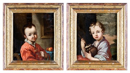 Antonio Amorosi (scuola di) (Comunanza, 1660 - Roma, 1738) a) Fanciullo con...