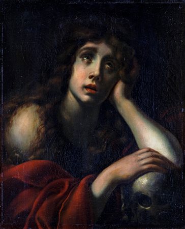 Scuola Toscana del XVIII sec. Maddalena penitente olio su tela, cm 59x48 La...