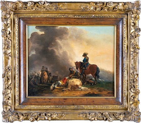Francesco Casanova (1727 - 1803) Battaglia con cavaliere disarcionato e...