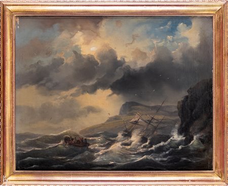 Josef Carl Berthold Puttner (Planà, 1821 - Bad Vöslau, 1881) Vascello in...