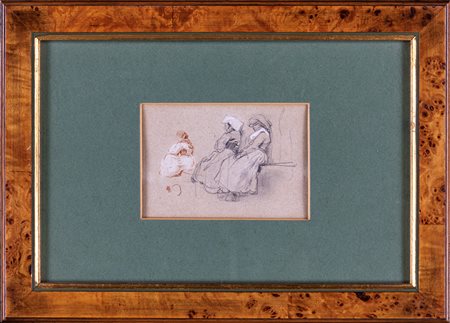 Scuola Italiana del XX secolo, 1920 Due disegni: "Tre donne in costume...