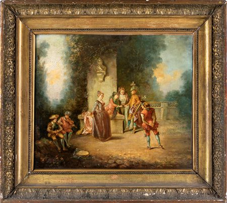 Pittore degli inizi del XX secolo La comédie française olio su tela, cm 46x56...