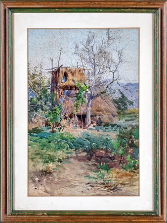 Onorato Carlandi (Roma, 1948 - Roma, 1939), 1880 circa Capanna a Terracina...