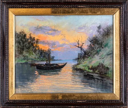 Antonio Cannata (Polistena (RC), 1895 - Roma, 1960) Veduta sul lago al...