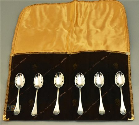LOTTO DI 6 CUCCHIAINI DA CAFFE' in argento, modello Contour peso complessivo...