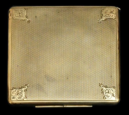 PORTACIPRIA in argento di gusto deco' finemente cesellato cm 7x7x0,5 g 57...