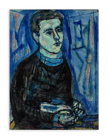 GUIDO PAJETTA (1898-1987) - Giovane con libro tra le mani, 1957