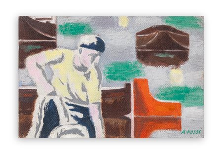 ATTILIO ROSSI (1909-1994) - Barcaiolo della Darsena, 1983
