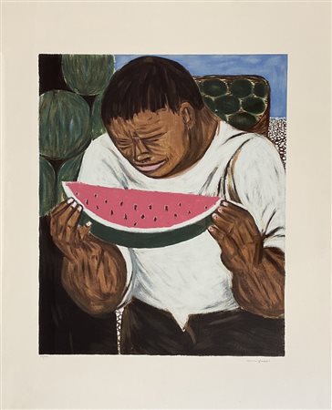 MIGNECO GIUSEPPE Messina (Me) 1903 Mangiatore di anguria 1970 Litografia a...