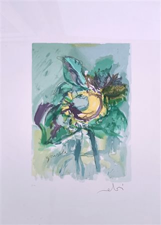 MELONI GINO Varese (Va) 1905 Girasole Litografia su carta esemplare prova...