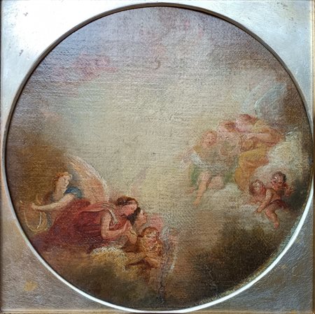 PIETRASANTA ANGELO Milano (Mi) 1837 Composizione Olio su cartone 35,00x35,00...