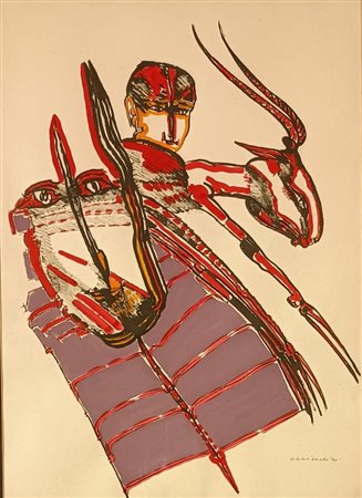 BRINDISI REMO Roma (Roma) 1918 Senza titolo 1970 Tempera su base litografica...