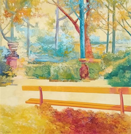 SARDO ETTORE Italia (It) 1940 Giardini 1978 Olio su tela 80,00x80,00 Firma in...