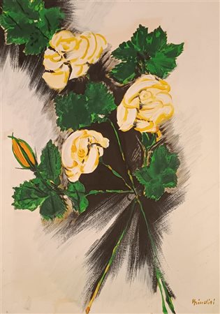 BRINDISI REMO Roma (Roma) 1918 Rose gialle 1980 Tempera su carta intelata...