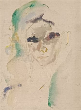 TRECCANI ERNESTO Milano (Mi) 1920 Volto 1970 Olio su tela 32,00x24,00 Firma...