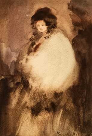 PASETTA ARTURO Verona (Ve) 1889 La pelliccia bianca 1931 Acquarello su...