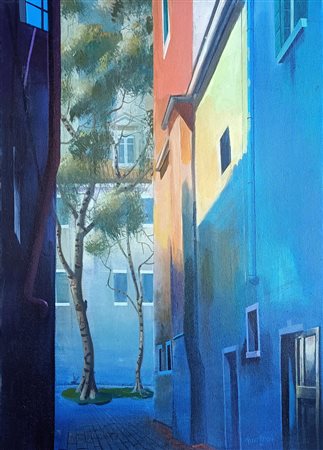 PONTI PINO Venezia (Ve) 1905 Calle a burano 1970 Olio su tela 70,00x50,00...