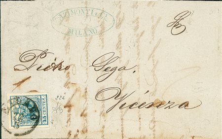 ANTICHI STATI - Lombardo Veneto - 45 cent - involucro a fascetta di lettera...
