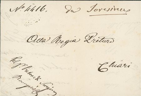 ANTICHI STATI - Lombardo Veneto - Da Soresina - grafico inedito su piego per...