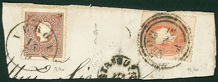 ANTICHI STATI - Lombardo Veneto - Rispedizione - frammento con 10 soldi + 5...