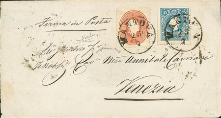 ANTICHI STATI - Lombardo Veneto - 5 soldi + 15 soldi - bustina “fermo posta”...