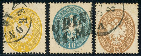 ANTICHI STATI - Lombardo Veneto - 1863 - Stemma - 4 valori (36+38m frammento...