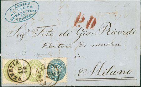 ANTICHI STATI - Lombardo Veneto - Coppia del 3 soldi + 10 soldi - lettera...